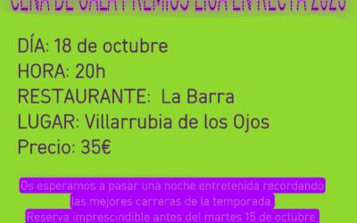CLASIFICACIÓN FINAL LIGA DE RECTA 2025 Y CENA DE GALA